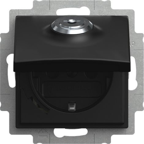 Busch-Jaeger Inserto presa SCHUKO® Safety+ con coperchio a cerniera e chiusura diversa nero opaco - Busch-balance® SI (20 EUKBSL-915), 2CKA002018A1588