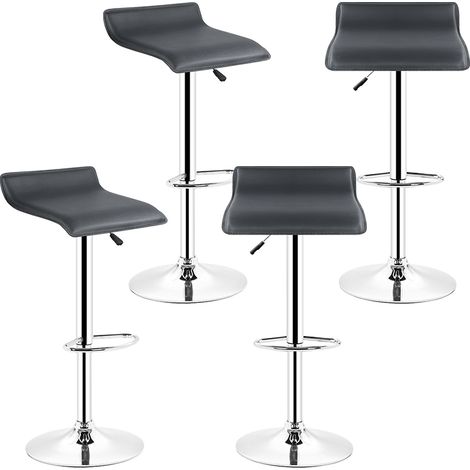 SiFree® Tabouret de Bar en Similicuir Lot de 4, Hauteur Réglable et Pivotant 360° avec Repose-Pied, Chaise Haute pour Bar, Cuisine, Comptoir, Montage Facile, Noir (1/5)