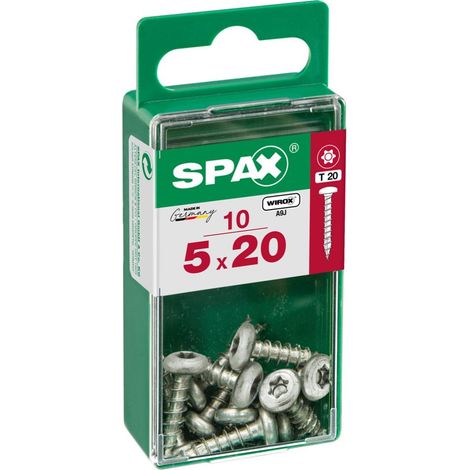 Caja de 10 unidades de tornillo para madera Spax con cabeza redonda Wirox 5,0x20mm Spax (1/4)
