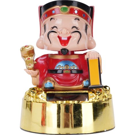 Ortviai Figurine Solaire de Cai Shen qui Hoche la Tête – Décoration Automobile et Intérieure, 8,5 x 8,5 x 11 cm (1/5)