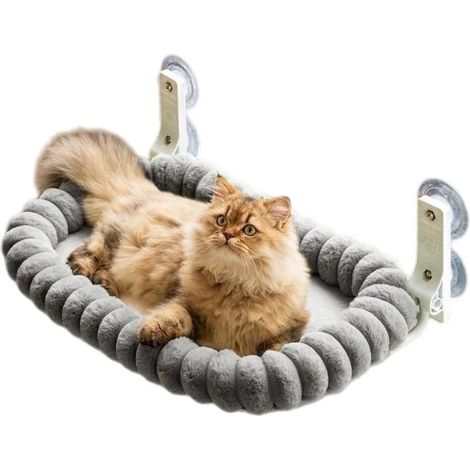 Hamac pliable pour chat, lit rebord fenetre, panier animal interieur, gris, 1 piece (1/5)