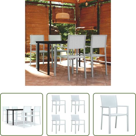 Table de jardin - Ensemble à manger de jardin 5 pcs Blanc (1/5)