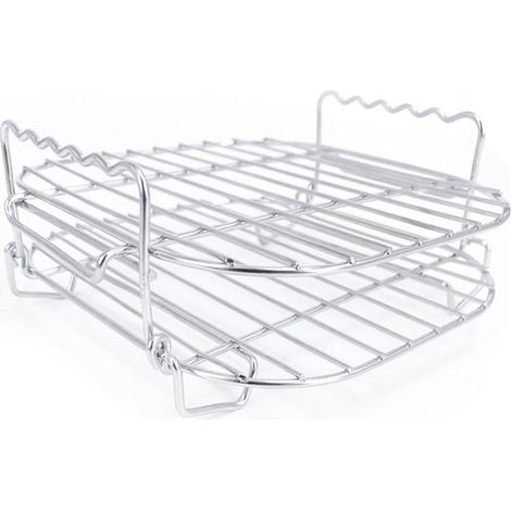 Grill Pour Friteuse À Air - Support Double Étage En Acier Inoxydable Avec Brochettes Et Plaque De Cuisson - Compatible Avec Friteuses De 3,7 À 5,8 Qt (1/5)