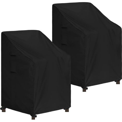 Komfortable, stapelbare Terrassenstuhl-Abdeckung, UV-beständige Outdoor-Stuhlabdeckung, wasserdichte Gartenmöbelabdeckung, passend für 4-6 stapelbare Esszimmerstühle (2er-Pack - 28B x 36T x 47H Zoll, (1/5)