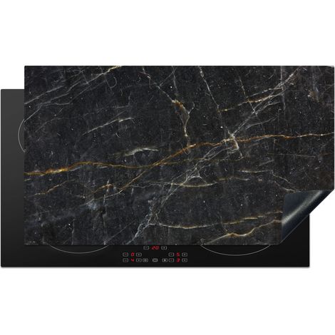 Induction Hob Protector Marble - Black - Gold - Gray - Marble texture 89.6x51.6 cm