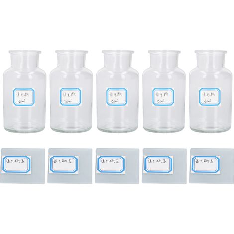 5PCS Laboratory Bottle 250ml Transparent Wide Mouth Borosilicate Glass Chemical Container for Experiment