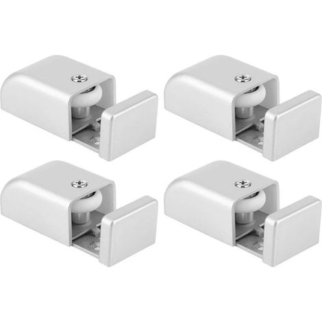 4 Pièces Guide de Plancher de Porte de Grange Coulissante, Guide de Sol Réglable en Bas de Porte de Grange Coulissante en Acier Inoxydable, Accessoire de Quincaillerie de Rouleau de Séjour