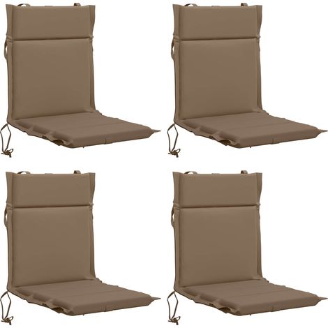 Lot de 4 coussins de chaise à dossier haut GEMERT - 110 × 50 × 3 cm - taupe - 100 % polyester (1/5)