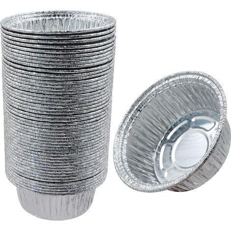 Plateaux en feuille d'aluminium, plateaux ronds, plateaux de cuisson, plateaux compte-gouttes, plateaux de four, 40 pièces, vaisselle en feuille d'aluminium jetable, plats à gâteaux, adaptés à la cuis (1/3)