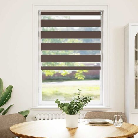Store enrouleur zébré 70,9 x 120 cm, largeur du tissu 66,7 cm, marron café (1/5)