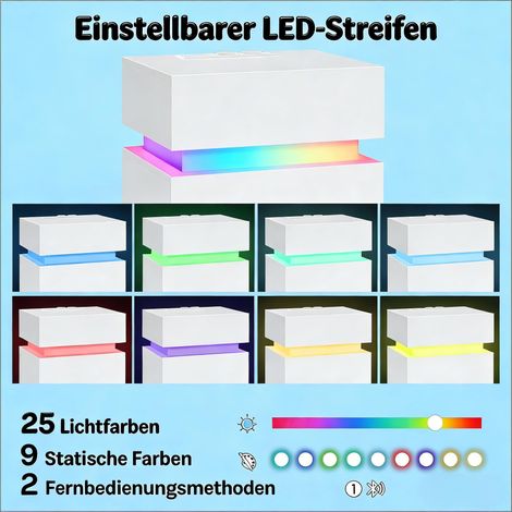 Table d'appoint avec éclairage LED réglable, table basse multifonction, table de nuit avec station de charge intégrée (1 pièce) (1/5)
