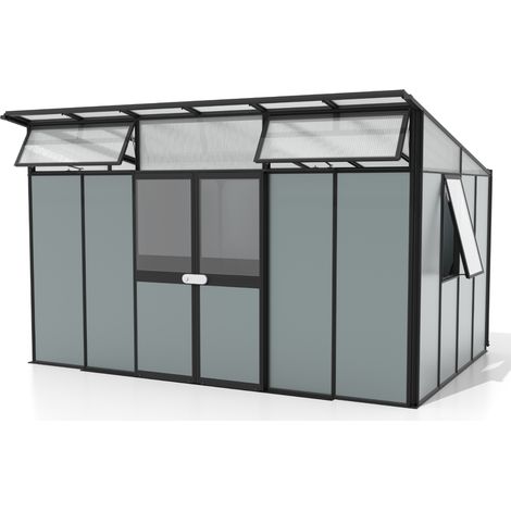 Vitavia Gerätehaus "Kosmos", schwarz / salbei grün, 11,5 m² (1/4)