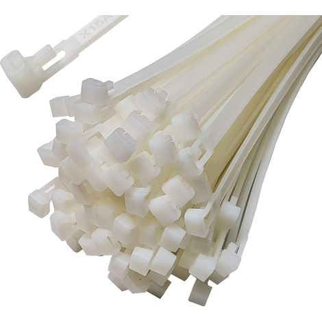 Lot de 10 serre-câbles refermables - 540 mm x 7,6 mm - Blanc - Réutilisables - En nylon - Résistant aux UV (1/5)