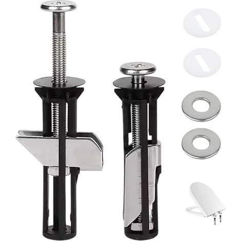 Juego de 2 pernos universales largos de acero inoxidable para asiento de inodoro, fijación de bisagra de liberación rápida, repuesto para fijaciones de bisagra de asiento de inodoro. (1/5)