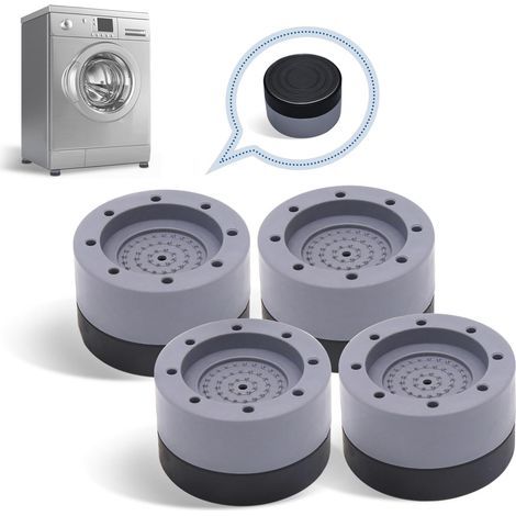 Lot de 4 patins en caoutchouc pour machine à laver, amortisseurs, antidérapants et fixes, pour sèche-linge, lave-linge et lave-vaisselle (gris)