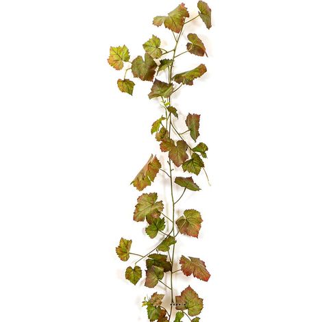 Guirlande de feuilles de vigne artificielle lg 230 cm en tissu Vert-rouge - couleur: Vert-rouge