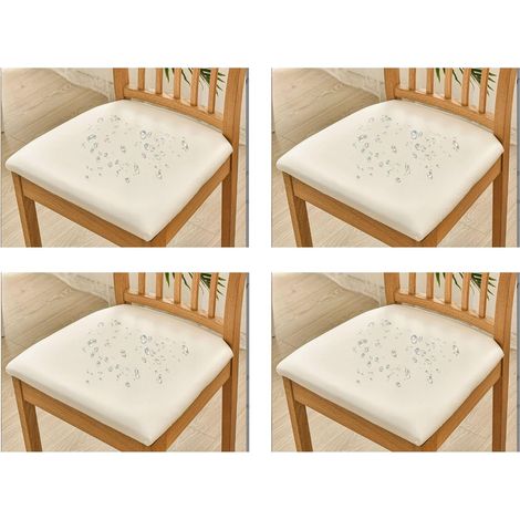 Ahlsen 4-teiliger Stuhlbezug, Stuhlbezug aus Kunstleder, langlebig und wasserdicht, geeignet für Restaurants, Hotels und Bankette, cremeweiß, 4er-Set (36–48 cm) (1/3)