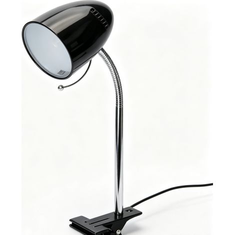 Lampe à Pince en Métal Noir à Col Flexibles – Douille E27, Sans Ampoule, Design Industriel et Élégant pour Bureau et Studio (1/3)