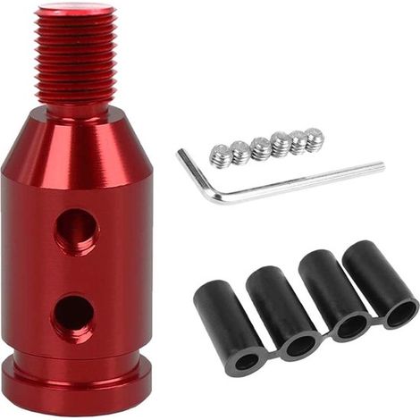 Pomelli del cambio - Adattatore per cambio marcia rosso Adattatore universale per pomello del cambio per auto in lega di alluminio M12x1.25 senza filettatura Adattatore per pomello del cambio manuale (1/2)