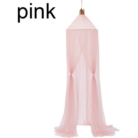 Moustiquaire dôme suspendue princesse, canopy circulaire décoratif anti-moustiques pour chambre, Composition : 60 × 240 cm, Couleur : rose clair (1/5)
