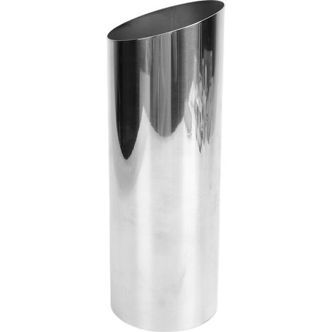 Vase cylindre argent inox bouche inclinée moderne – Fleur bureau ornement, décoration (1/5)