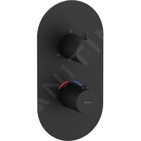 Ravak Espirit - Mitigeur thermostatique encastré, 3 sorties, noir mat X070289 (1/4)
