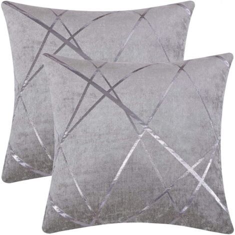 ZOLGINAH Housses de Coussin en Velours Housses d'oreiller Carrées Décoratives pour Canapé Chambre Salon 65x65 CM Lot de 2 Gris Argent (1/5)
