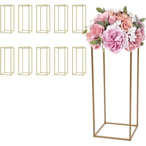 HAUTOUR Centre de Table de Mariage 10 Pièces de 60cm Supports pour Vases pour la Décoration de Table de Fête Centre de Table de Décoration de Mariage Élégant en Vrac (1/5)
