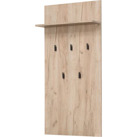 Appendiabiti Rovella, set Fissaggio a Muro Incluso, 5 Ganci, Installazione a Muro, 137h cm Marrone Rovere