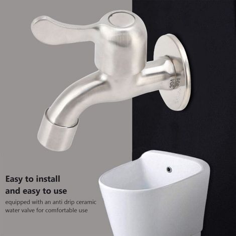 Robinet D'eau, Robinet de Baignoire de Machine à Laver, D'eau Froide Simple Mural en Acier Inoxydable pour Buanderie Jardin (1/4)