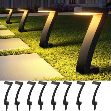Lot de 8 lampes solaires d'extérieur, étanchéité IP65, éclairage décoratif de jardin solaire, 2700 K, interrupteur automatique, idéal pour les allées paysagères (1/5)