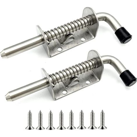 Lot de 2 verrous à ressort en acier inoxydable pour porte de garage, abri de jardin, cour, poulailler (128 mm)-Fei Yu (1/4)