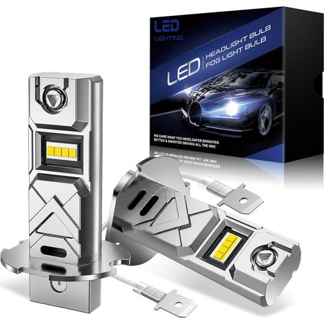 H3 LED Bulb, 16000LM White 6500K Replaces Halogen Bulbs, Same Size Ready to Use, Pack of 2 (1/5)