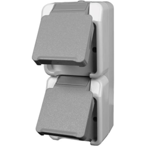 AQUASTAR Prise Schuko double gris clair