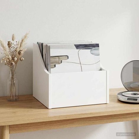 vidaXL LP Record Box White 37 x 33 x 32 cm Engineered Wood (1/5)