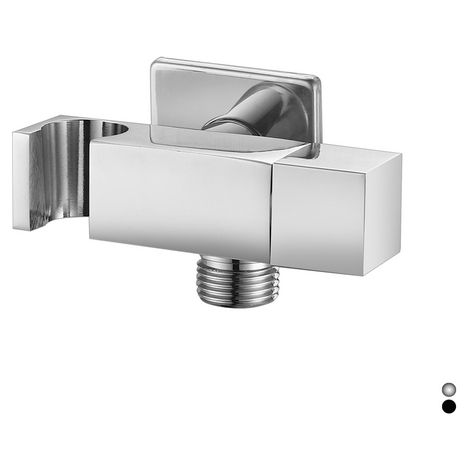PRESA ACQUA QUADRA CON SUPPORTO DOCCIA E ARRESTO- Cromo- DH- pezzi 1