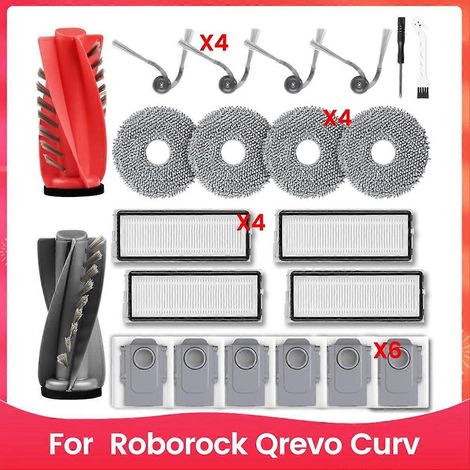 Ersatzteile für den Roborock Qrevo Curv Saugroboter: Hauptbürste, HEPA-Filter und Reinigungstuch