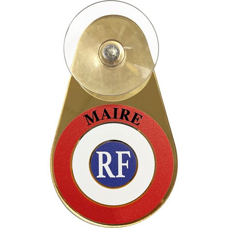 Signaletique.Biz France – Macaron voiture officiel « Élus » personnalisé – Cocarde tricolore avec ventouse – Verre acrylique miroir doré – Insigne républicain