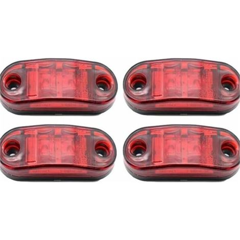 4 Packs LED Side Marker Lights, 12-24V White Red Double Side Warning Lights Truck Trailer Parking Lights Clearance Lights
