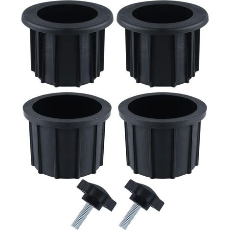 2 Sets (6 Pieces) Balcony Parasol Accessories, 4 Umbrella Hole Rings and 2 Hand Knob Screws, Umbrella Stand Accessories for Patio Table Balcony Terraces (Black)