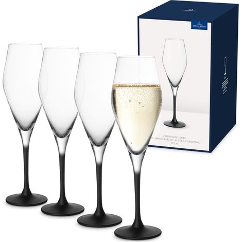 Flûte à Champagne Set 4 Pièces Transparent, Verre à Mousseux et Champagne, Set Verres Champagne Cristal, Ensemble de Verres, Cristallin (1/5)