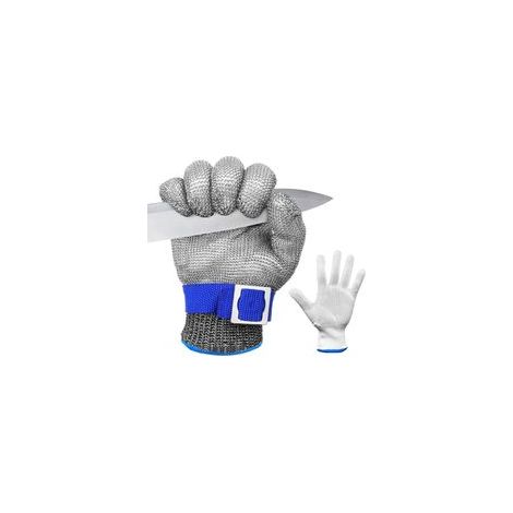 Guantes resistentes a cortes de nivel 9, para cocina y protección contra ostras, con malla de acero inoxidable para carniceros y para cortar carne (talla L).