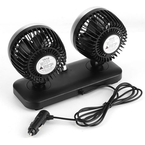 Ventilateur voiture 12V double tête rotative 180° refroidissement air tableau de bord universel électrique (1/4)