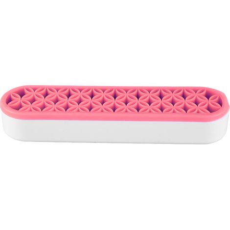 Porte-pinceaux de maquillage en silicone, multicolore, léger et stable, rangement pour bureau et chambre à coucher, rose. (1/5)