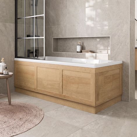 1700 Side Bath Panel & 700mm End Panel 15mm MDF For Modern Bathroom Baths Plinth Easy to Cut Oak (1/4)