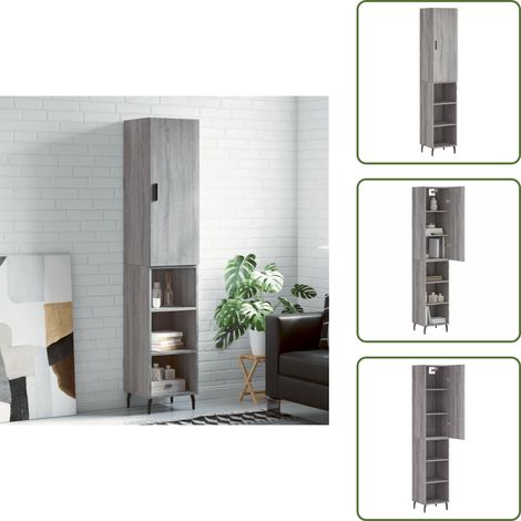 Buffet haut Sonoma gris 34,5x34x180 cm Bois d'ingénierie - Buffet Design Moderne - Meuble Rangement Cuisine - Armoire Haute - Buffet Bas Prix - Meubles Salon (1/5)