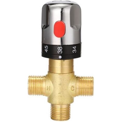 Pair Robinet mitigeur thermostatique en laiton plaqué argent durable, contrôle de la température, accessoires de salle de bain (1/5)