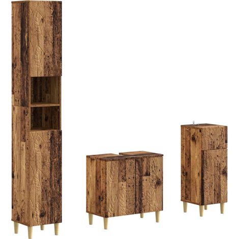 3 Piece Bathroom Cabinet Set DELFT Engineered Wood vidaXL (1/5)