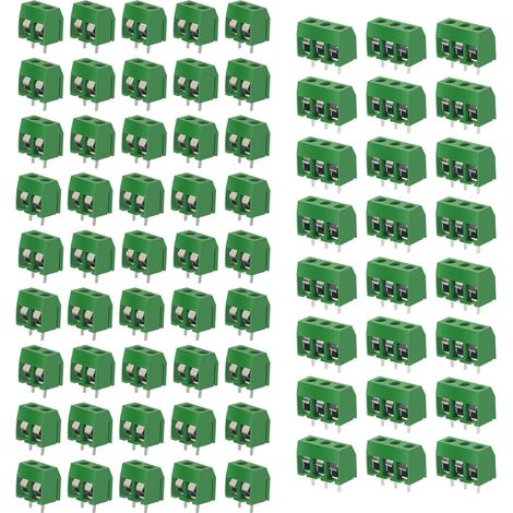150 Pièces PCB 5mm Vis Connecteur, Bornier à Souder Vert, 2/3 Broches Bornier à Vis de PCB Circuit Imprimé (1/5)