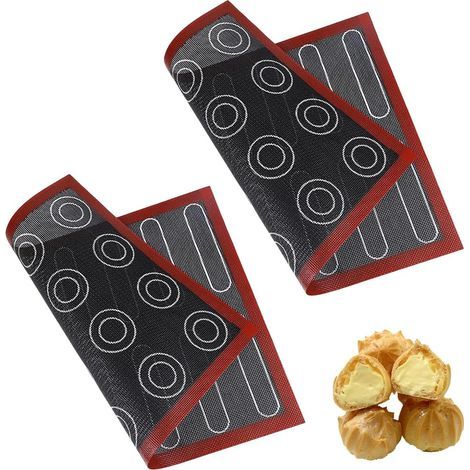 Set of 2 double-sided, non-stick, heat-resistant and reusable baking mats, made of micro-perforated silicone, for macarons and soufflés, 40 x 30 cm (1/5)